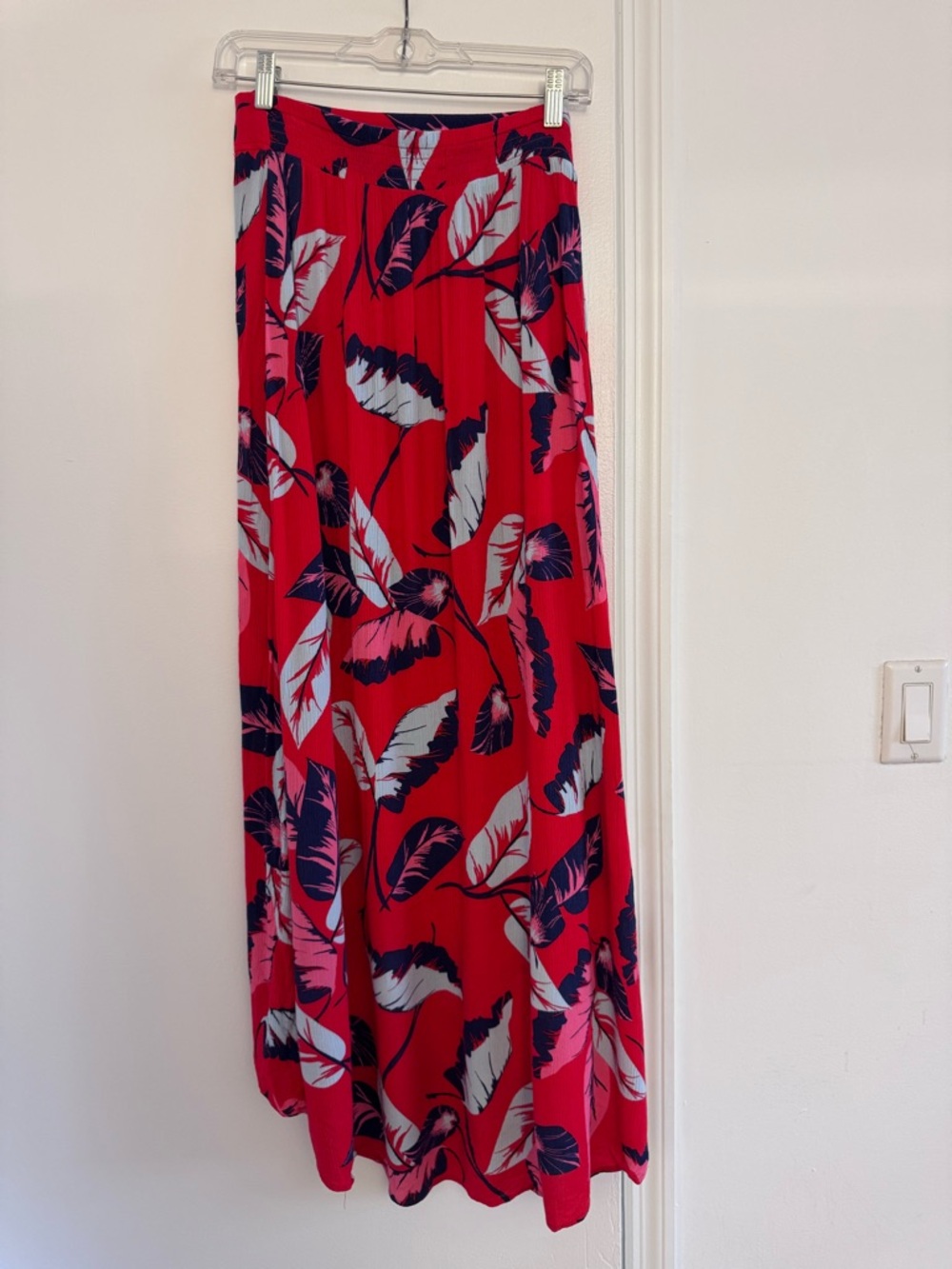 Express Red Floral Tropical High-Low Maxi Skirt